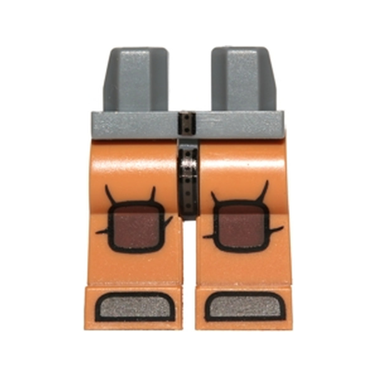 LEGO® Hips and Medium Nougat Legs with Reddish Brown Knee Pads Pattern 970c150pb02 dunkelgrau