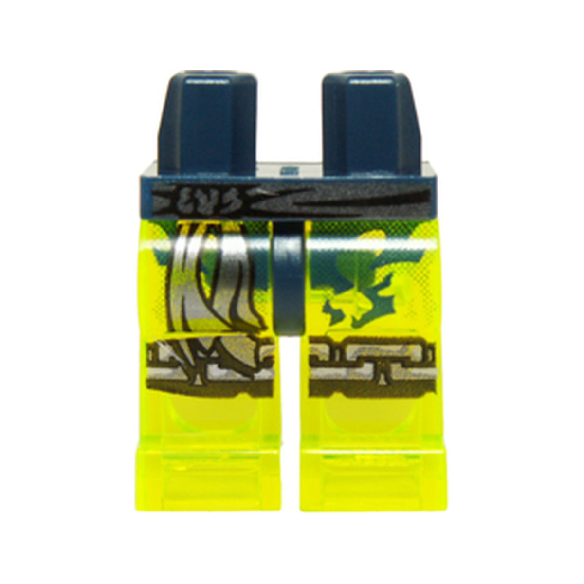 LEGO® Hips and Trans-Neon Green Legs with Silver Sash and Chain Knee Straps Pattern 970c16pb04 dunkelblau