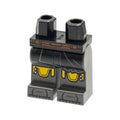 LEGO® Hips and Pearl Dark Gray Legs with Dark Orange Belt, Black Skirt, Yellow Knee Pads Pattern 970c77pb12 schwarz