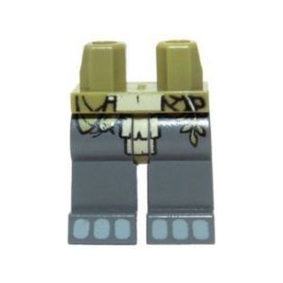 LEGO® Hips and Dark Bluish Gray Legs with Olive Green and Tan Loincloth and Light Bluish Gray Toes Pattern 970c85pb09 olivgrün