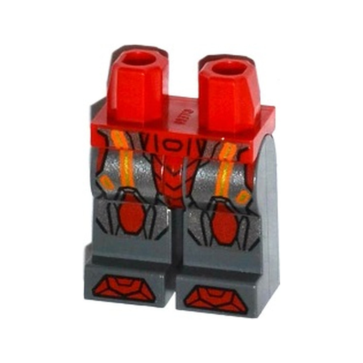 LEGO® Hips and Dark Bluish Gray Legs with Orange and Gold Circuitry, Red and Silver Armor and Red Knee Pads and Boots Pattern 970c85pb14 rot