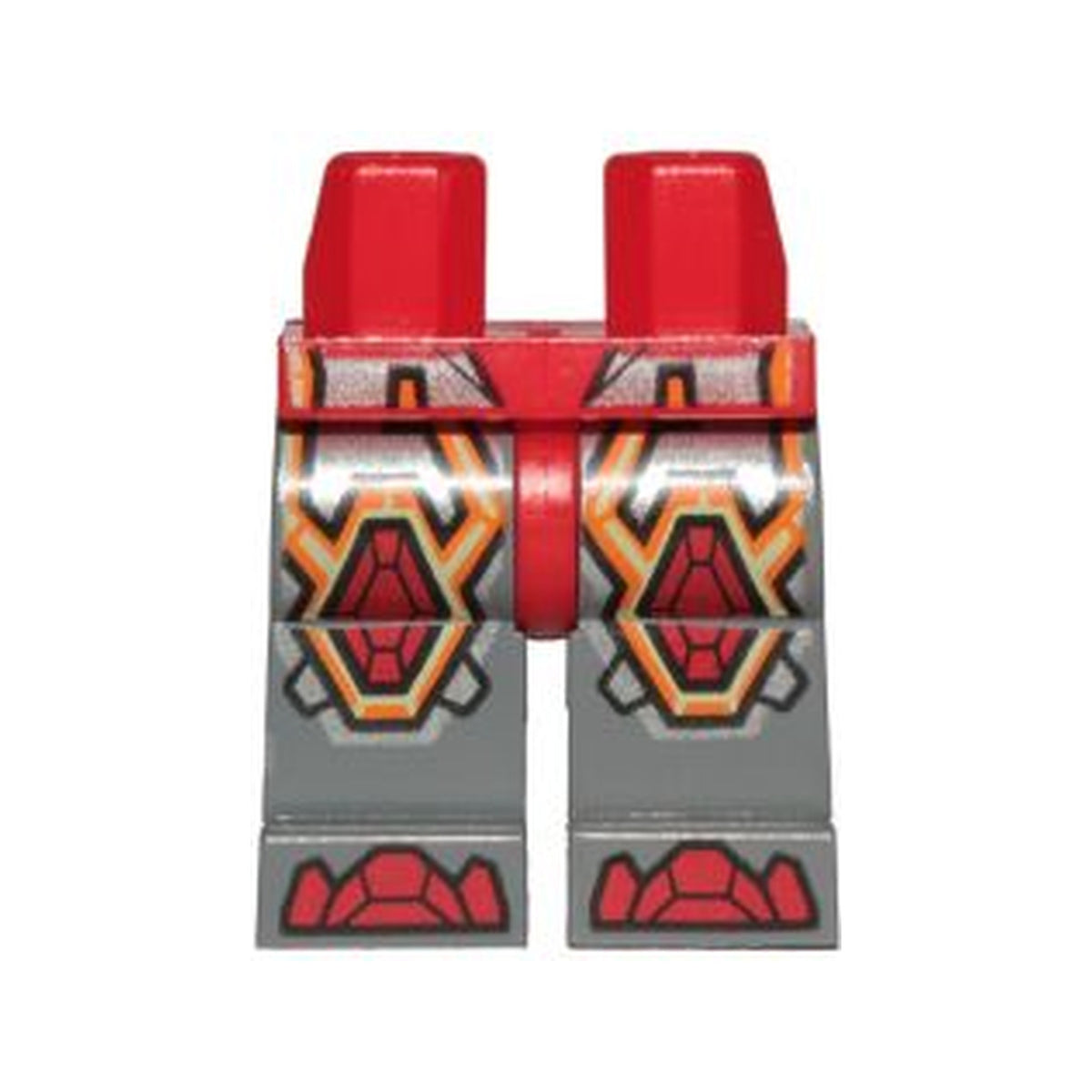 LEGO® Hips and Dark Bluish Gray Legs with Red Armor and Orange and Yellow Circuitry, Red Hexagonal Knee Pads and Red Boots Pattern 970c85pb27 rot