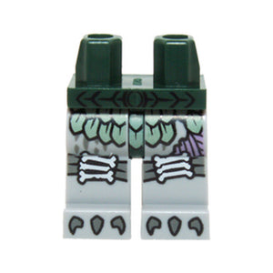 LEGO® Hips and Light Bluish Gray Legs with Sand Green Armor with Scales, White Bones Knee Pads and Dark Bluish Gray Talons Pattern 970c86pb15