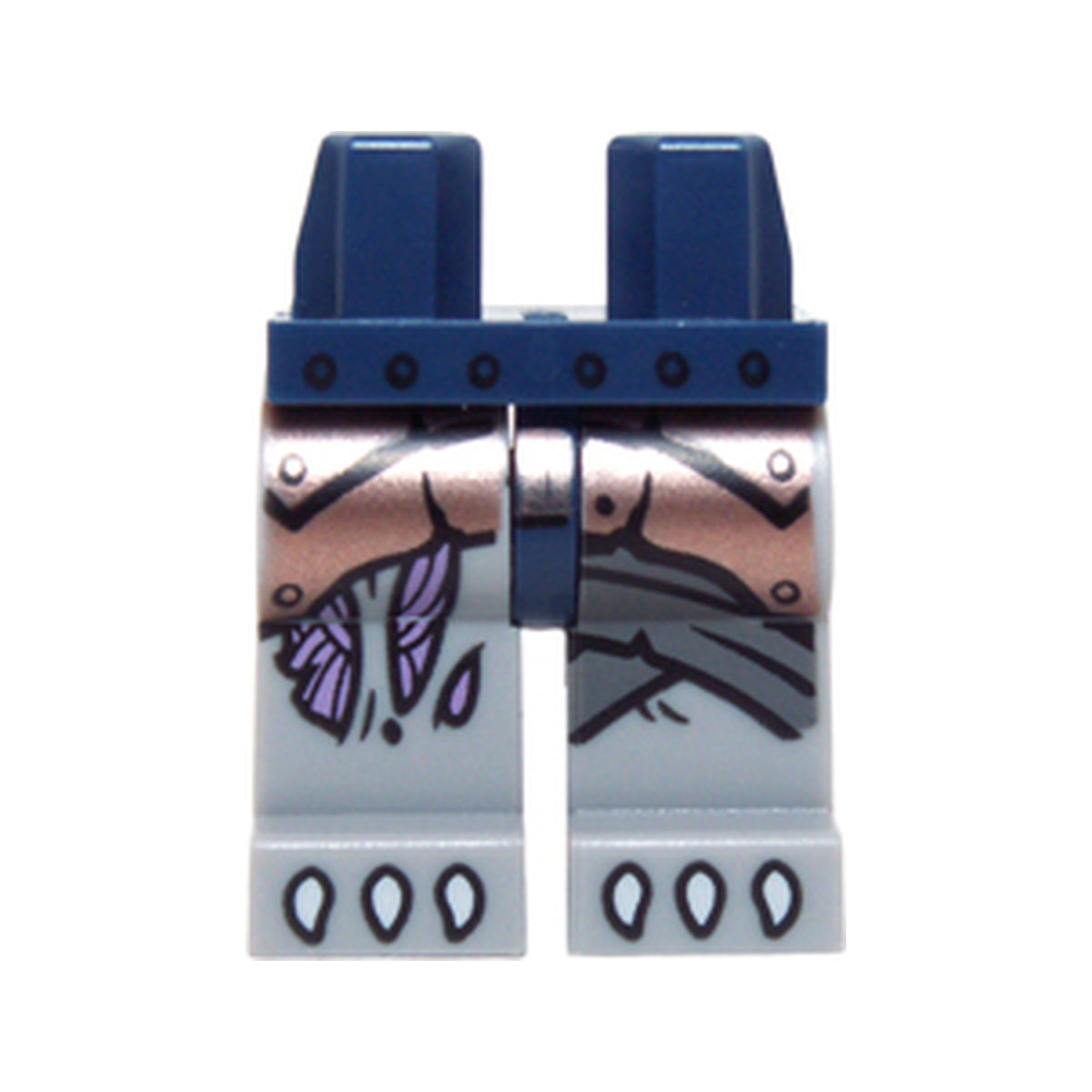LEGO® Hips and Light Bluish Gray Legs with Copper Armor with Rivets, Medium Lavender Sinew Patches and White Claws Pattern 970c86pb19 dunkelblau