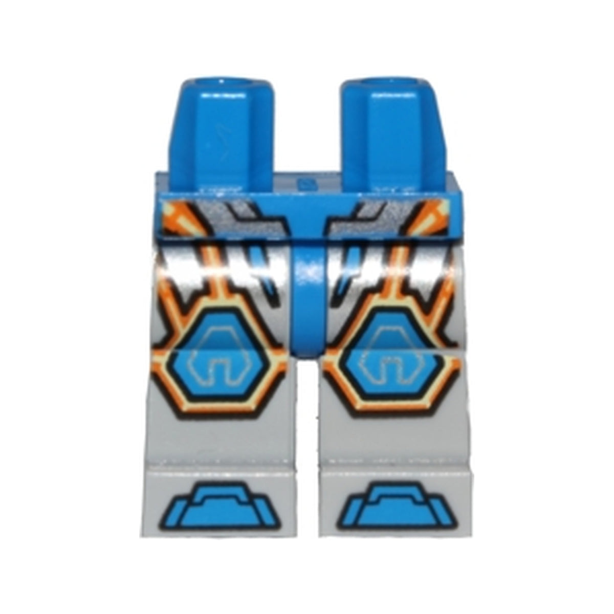 LEGO® Hips and Light Bluish Gray Legs with Blue Armor and Orange and Yellow Circuitry, Blue Hexagonal Knee Pads and Blue Boots Pattern 970c86pb26 blau