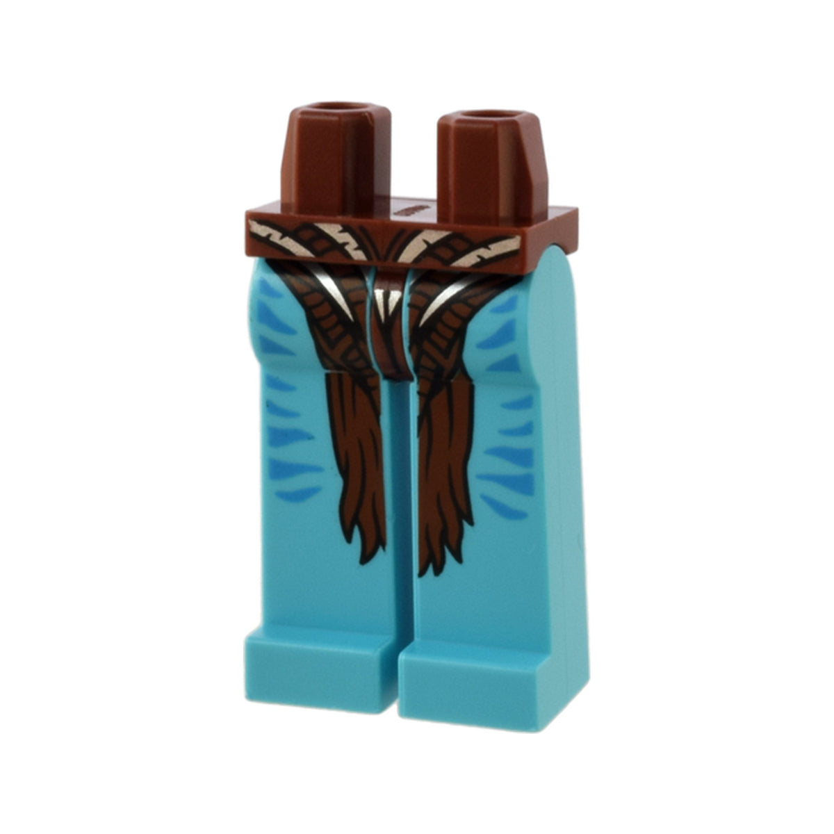LEGO® Hips and Medium Azure Long Legs Completely Hollow with Reddish Brown and Silver Loincloth and Dark Azure Stripes Pattern 970clga156pb01 braun