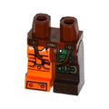 LEGO® Hips and 1 Dark Brown Left Leg with Green Armor and Knee Belt, 1 Orange Right Leg with Black and Silver Bolted Armor Plates Pattern 970d31pb01 braun
