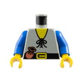 LEGO® Torso Castle Forestman Shirt with Laces, Black Belt with Buckle, Brown Pouch, Yellow Neck Pattern / Blue Arms / Yellow Hands 973p46c02 hellgrau (alt)