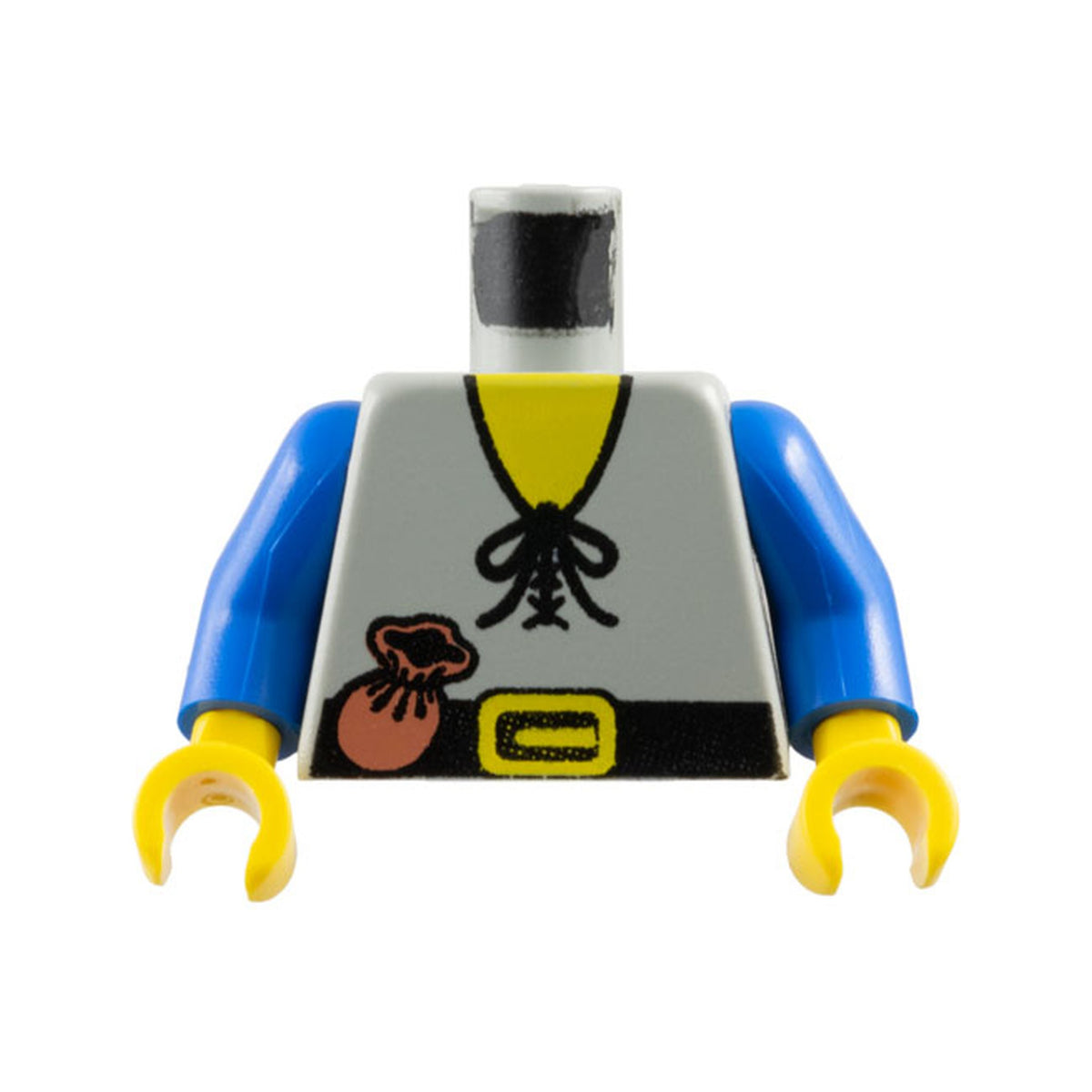 LEGO® Torso Castle Forestman Shirt with Laces, Black Belt with Buckle, Brown Pouch, Yellow Neck Pattern / Blue Arms / Yellow Hands 973p46c02 hellgrau (alt)