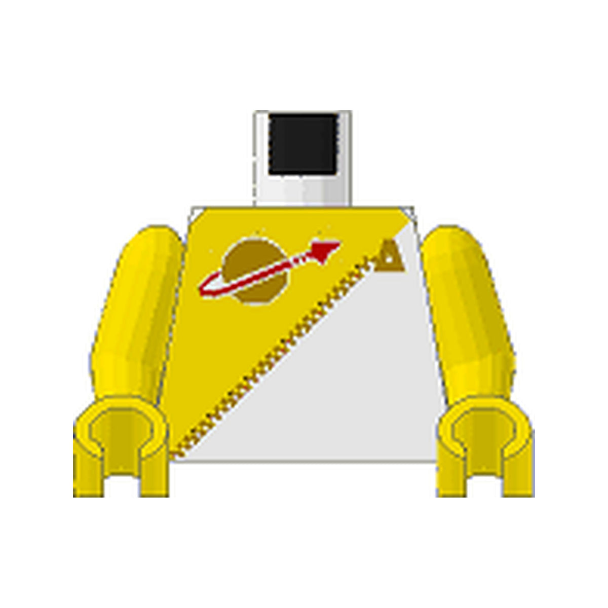 LEGO® Torso Futuron Uniform with Yellow Panel, Gold Zipper, and Classic Space Logo Pattern / Yellow Arms / Yellow Hands 973p6ec01 weiss