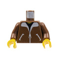 LEGO® Torso Aviator Bomber Jacket with White Pockets, Zipper and Fur Collar over Black Shirt, Yellow Neck Pattern / Brown Arms / Yellow Hands 973p70c01 braun