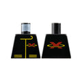 LEGO® Torso Racing Suit with Red Letter X Extreme Team Logo and Yellow Lines Pattern 973p8a schwarz