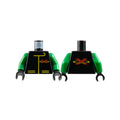 LEGO® Torso Racing Suit with Red Letter X Extreme Team Logo and Yellow Lines Pattern / Green Arms / Black Hands 973p8ac01 schwarz