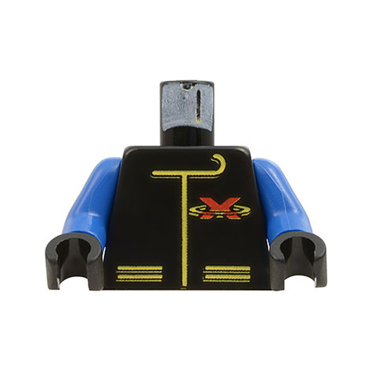 LEGO® Torso Racing Suit with Red Letter X Extreme Team Logo and Yellow Lines Pattern / Blue Arms / Black Hands 973p8ac04 schwarz