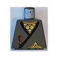 LEGO® Torso Ninja Wrap with Black Hem over Gold Scale Mail, Brown Dagger Handle, Shuriken Throwing Star Pattern 973pb0240 dunkelgrau (alt)