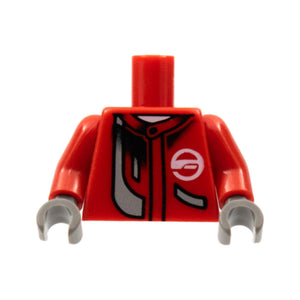 LEGO® Torso Racers Jacket and White Neck with Silver Stripe Pattern / Red Arms / Dark Gray Hands 973pb0295c01