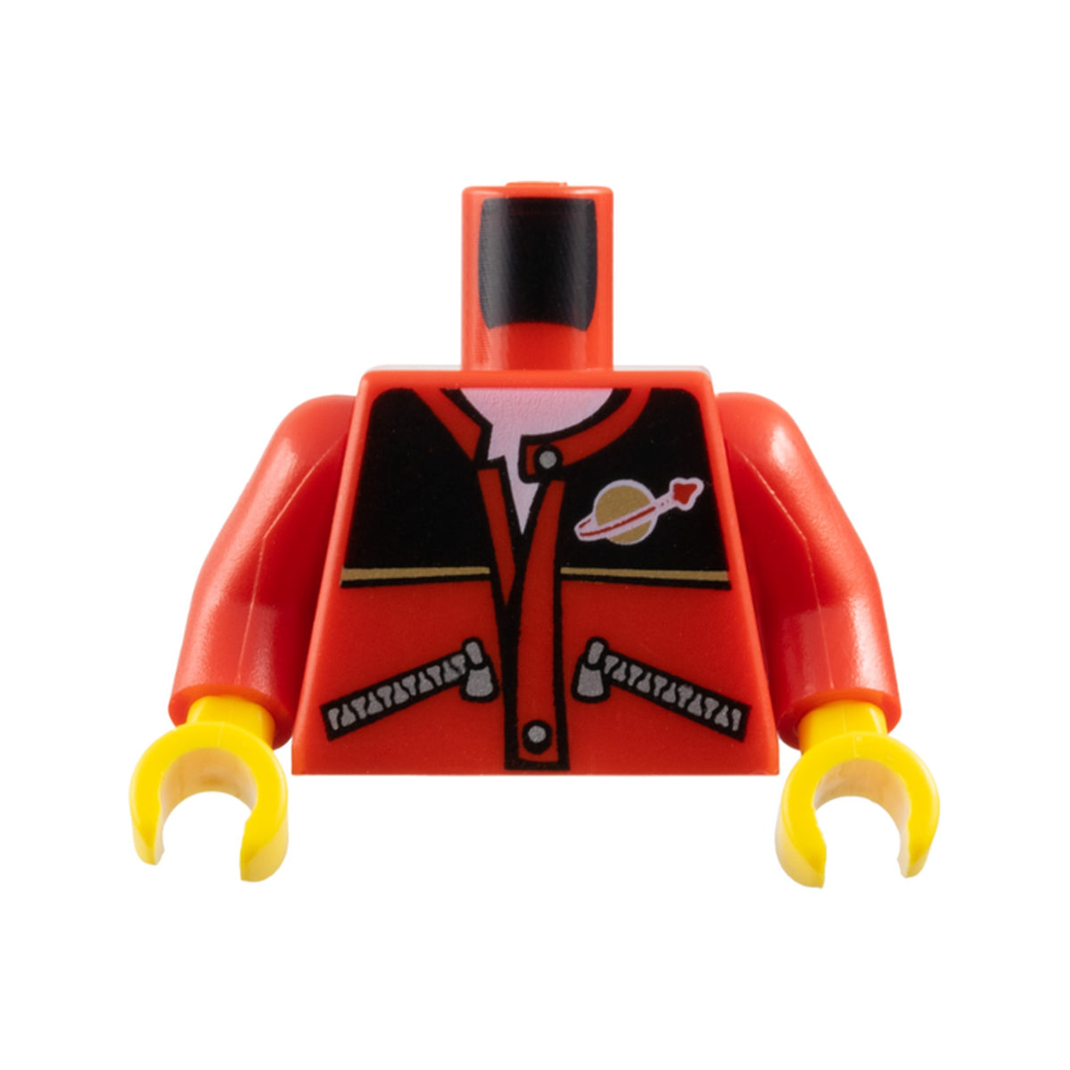 LEGO® Torso Jacket with Zippers, Black Top, Classic Space Logo, White Undershirt Pattern / Red Arms / Yellow Hands 973pb0298c01 rot