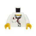 LEGO® Torso Hospital Lab Coat, Open Collar, Stethoscope, Pocket Pen, and Thermometer Pattern / White Arms / Yellow Hands 973pb0408c01 weiss