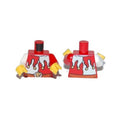 LEGO® Torso Jester Costume with White Panels and Gold Bells, Dark Orange Belt with Silver Buckle with Lion Head Pattern / Red Arm Left / White Arm Right / Yellow Hands 973pb0675c01 rot