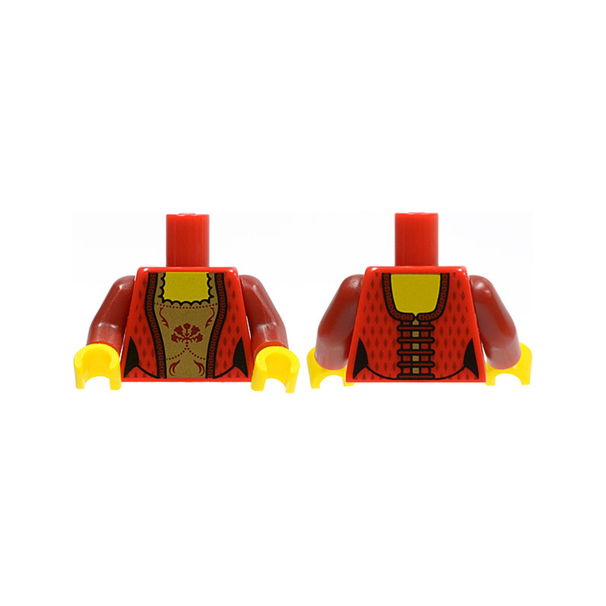 LEGO® Torso Castle Kingdoms Female Corset with Gold Panel Front and Lace Up Back Pattern / Dark Red Arms / Yellow Hands 973pb0732c01 rot