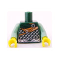 LEGO® Torso Silver Scale Mail Armor, Cape, Medium Nougat Straps and Scarf, Thick Belt with Jewel and Filigree Pattern / Sand Green Arms / Yellow Hands 973pb0810c01 dunkelgrün