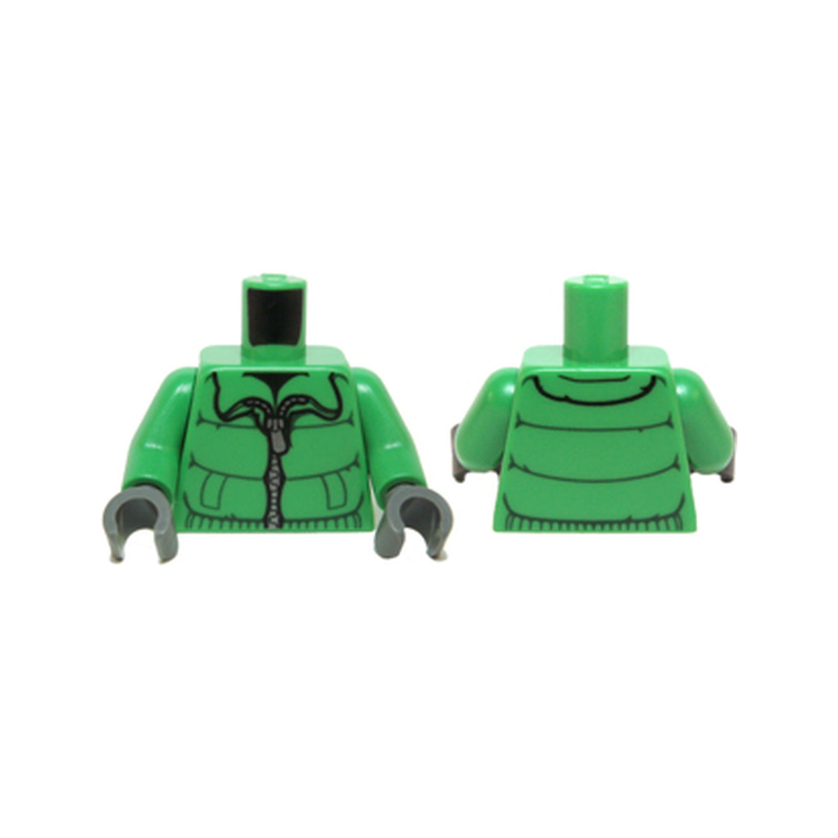 LEGO® Torso Winter Jacket with Silver Zipper Pattern / Bright Green Arms / Dark Bluish Gray Hands 973pb0946c01 leuchtend grün