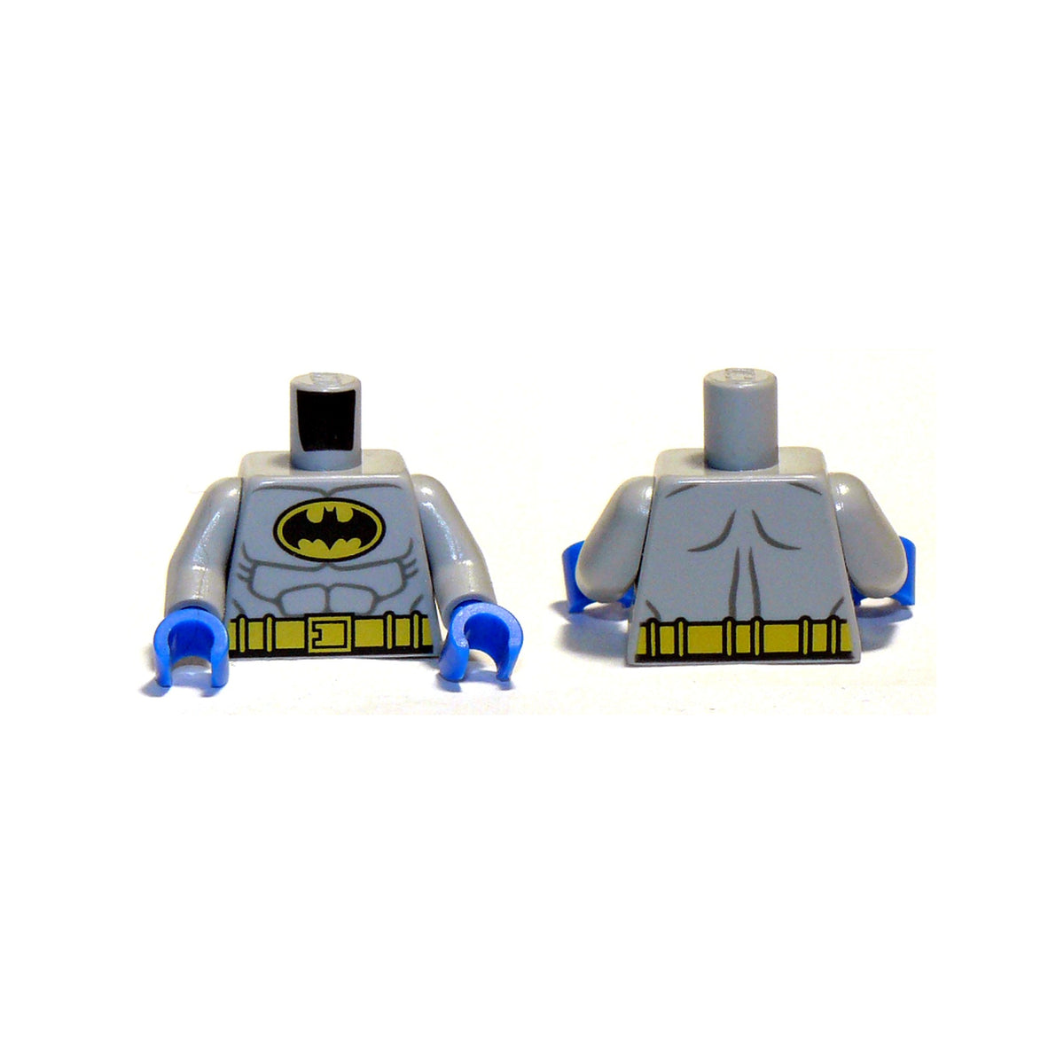 LEGO® Torso Batman Logo in Yellow Oval with Muscles and Yellow Belt Front and Back Pattern / Light Bluish Gray Arms / Blue Hands 973pb1002c02 hellgrau