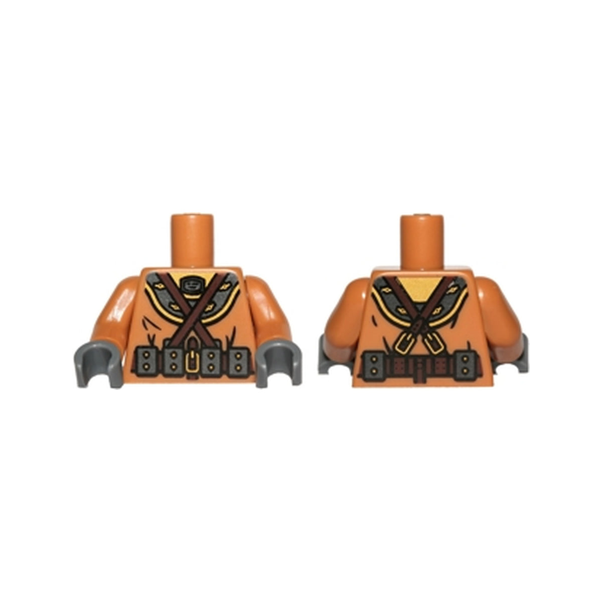 LEGO® Torso Diving Suit with Crossed Belts and Weight Belt Pattern / Medium Nougat Arms / Dark Bluish Gray Hands 973pb1240c01 mittelnougat