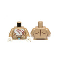 LEGO® Torso Bare Chest with Muscles Outline, Dark Red Scars, Brown and Gold Belt with Dark Azure Round Jewel (Chi) Pattern / Dark Tan Arms / White Hands 973pb1297c01 dunkelbeige
