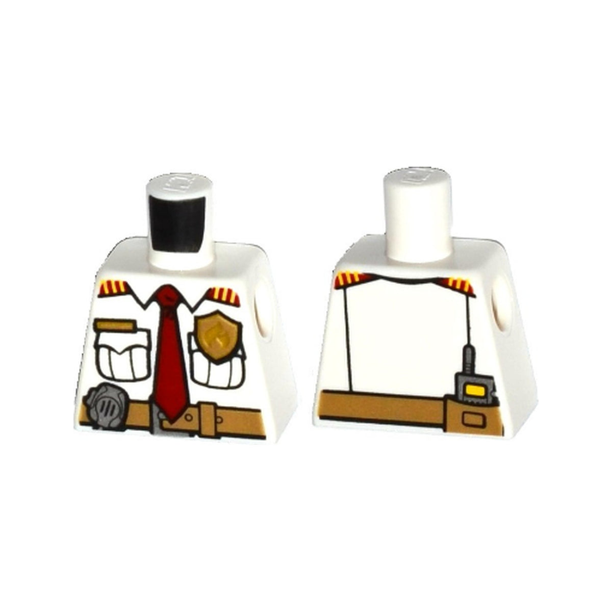 LEGO® Torso Fire Chief Shirt with Tie, Fire Logo Badge and Belt Pattern 973pb1304 weiss