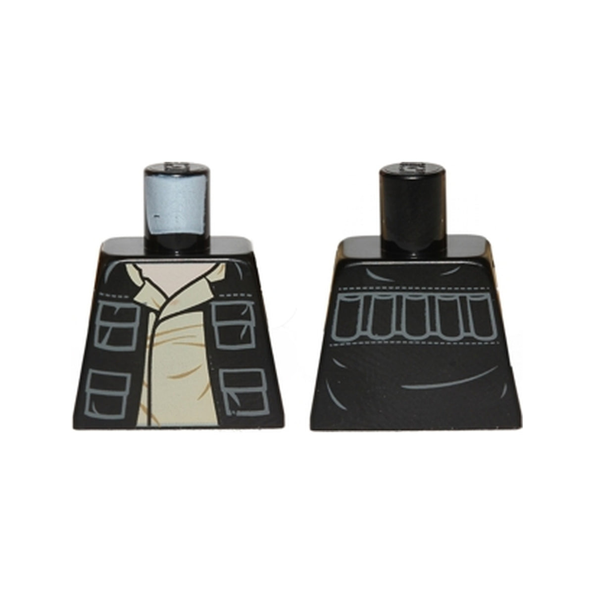 LEGO® Torso SW Vest Open with Pockets over Tan Layered Shirt with Collar, Light Nougat Neck Pattern 973pb1331 schwarz