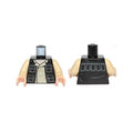LEGO® Torso SW Vest Open with Pockets over Tan Layered Shirt with Collar, Light Nougat Neck Pattern / Tan Arms / Light Nougat Hands 973pb1331c01 schwarz