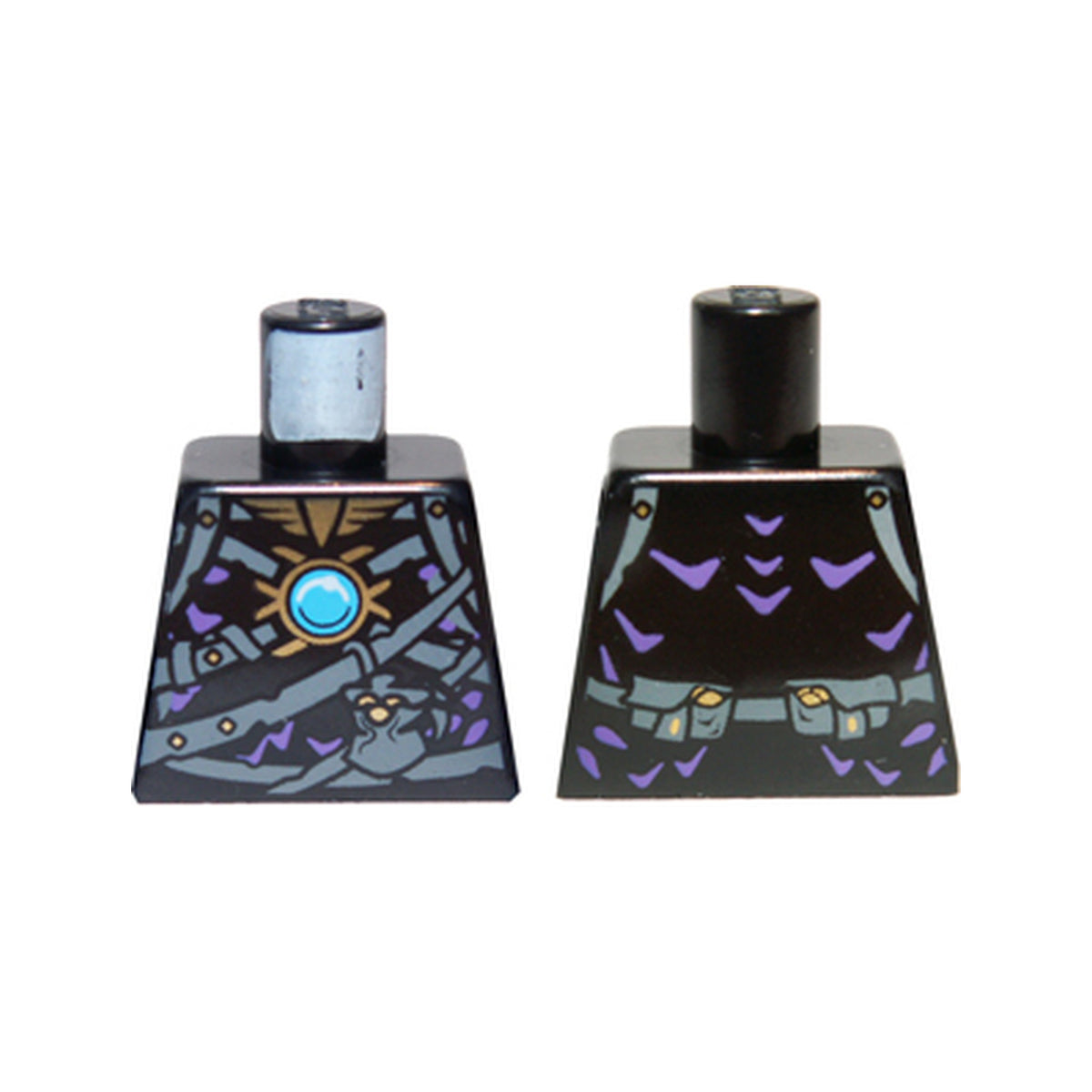 LEGO® Torso Chima with Dark Bluish Gray Belts, Medium Lavender Highlights and Dark Azure Round Jewel (Chi) Pattern 973pb1347 schwarz