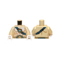 LEGO® Torso Bare Chest with Body Lines, Dark Blue and Gold Belt and Strap, and Dark Azure Round Jewel (Chi) Pattern / Tan Arms / White Hands 973pb1352c01 beige