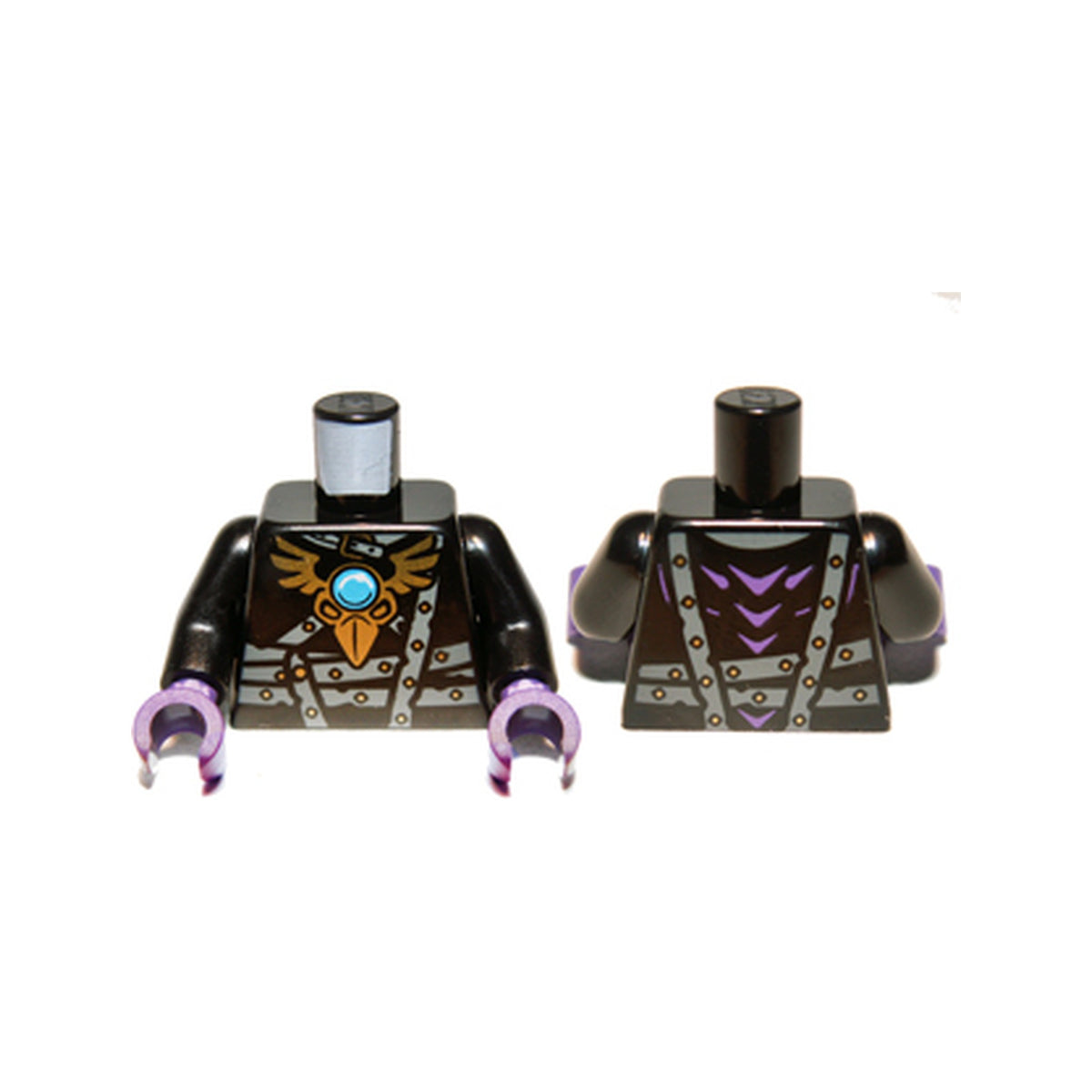 LEGO® Torso Armor with Dark Bluish Gray Belts, Gold Raven Pendant and Dark Azure Round Jewel (Chi) Pattern / Black Arms / Dark Purple Hands 973pb1357c01 schwarz