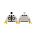 LEGO® Torso Airplane Pilot, Shirt with Dark Green Tie, Belt, Epaulettes and Gold Logo Pin Pattern / White Arms / Yellow Hands 973pb1433c01 weiss