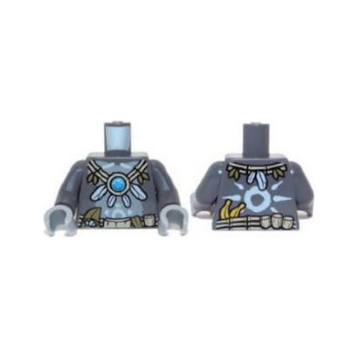 LEGO® Torso Gorilla with Utility Belt, Feather and Vine Necklace with Dark Azure Round Jewel (Chi) Pattern / Dark Bluish Gray Arms / Light Bluish Gray Hands 973pb1472c01 dunkelgrau