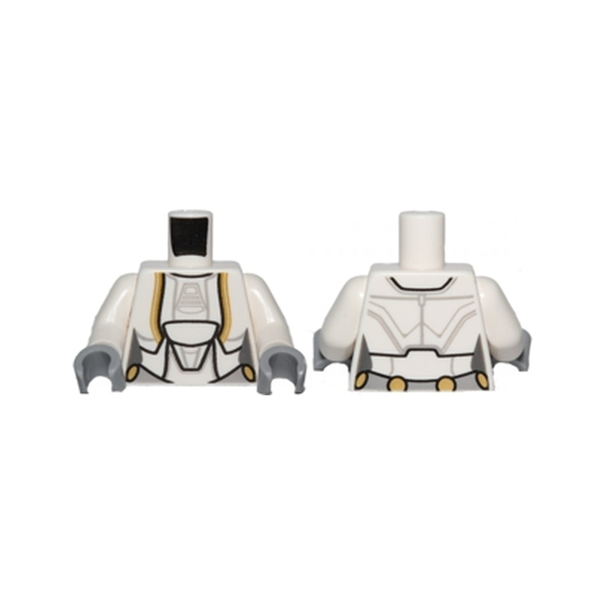 LEGO® Torso SW Jedi Robe, Female with Gold Markings Pattern / White Arms / Light Bluish Gray Hands 973pb1527c01 weiss