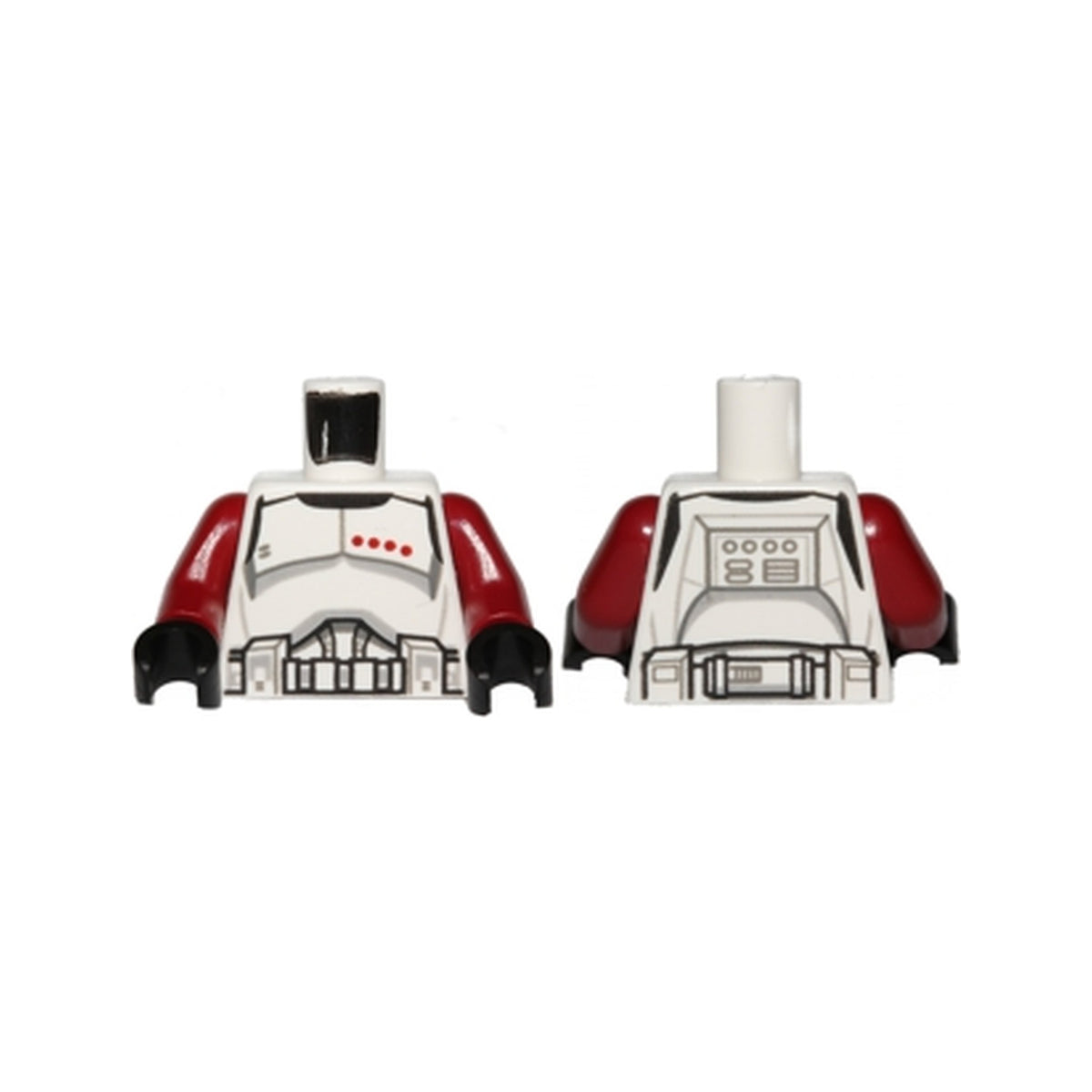 LEGO® Torso SW Armor Clone Trooper Captain Black Belt and Four Dark Red Stars Pattern / Dark Red Arms / Black Hands 973pb1530c01 weiss