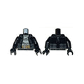 LEGO® Torso Leather Jacket Open with Straps over Shirt with Dark Bluish Gray and Light Bluish Gray Stripes, Dark Tan Belt with Silver Buckle Pattern / Black Arms / Black Hands 973pb1550c01 schwarz