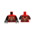 LEGO® Torso Vest with Dark Red and Gold Armor with Scales and Orange Round Jewel (Fire Chi) Pattern / Black Arms / Dark Bluish Gray Hands 973pb1715c01 rot