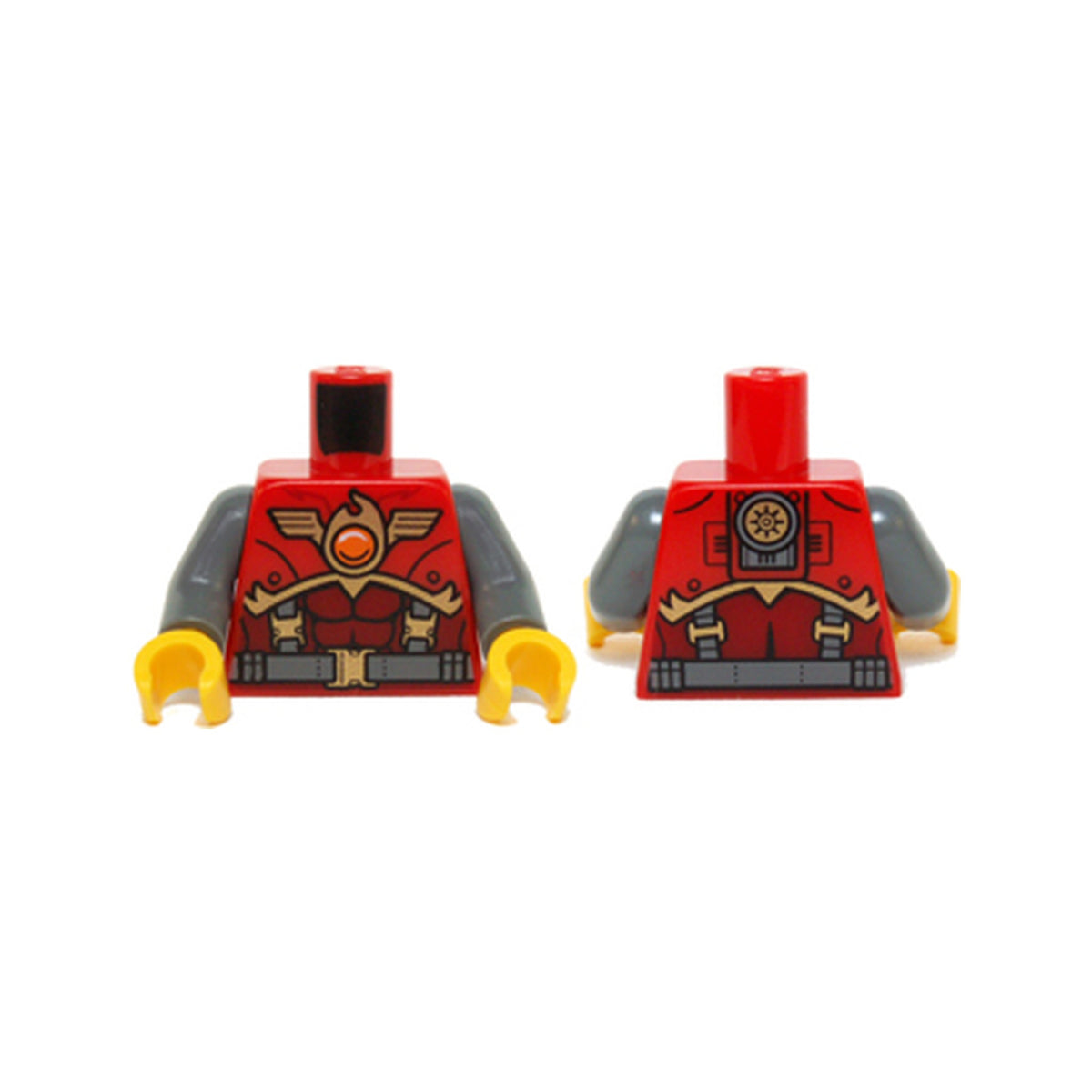 LEGO® Torso Vest with Belt, Suspenders and Fire Chi Emblem Pattern / Dark Bluish Gray Arms / Yellow Hands 973pb1722c01 rot