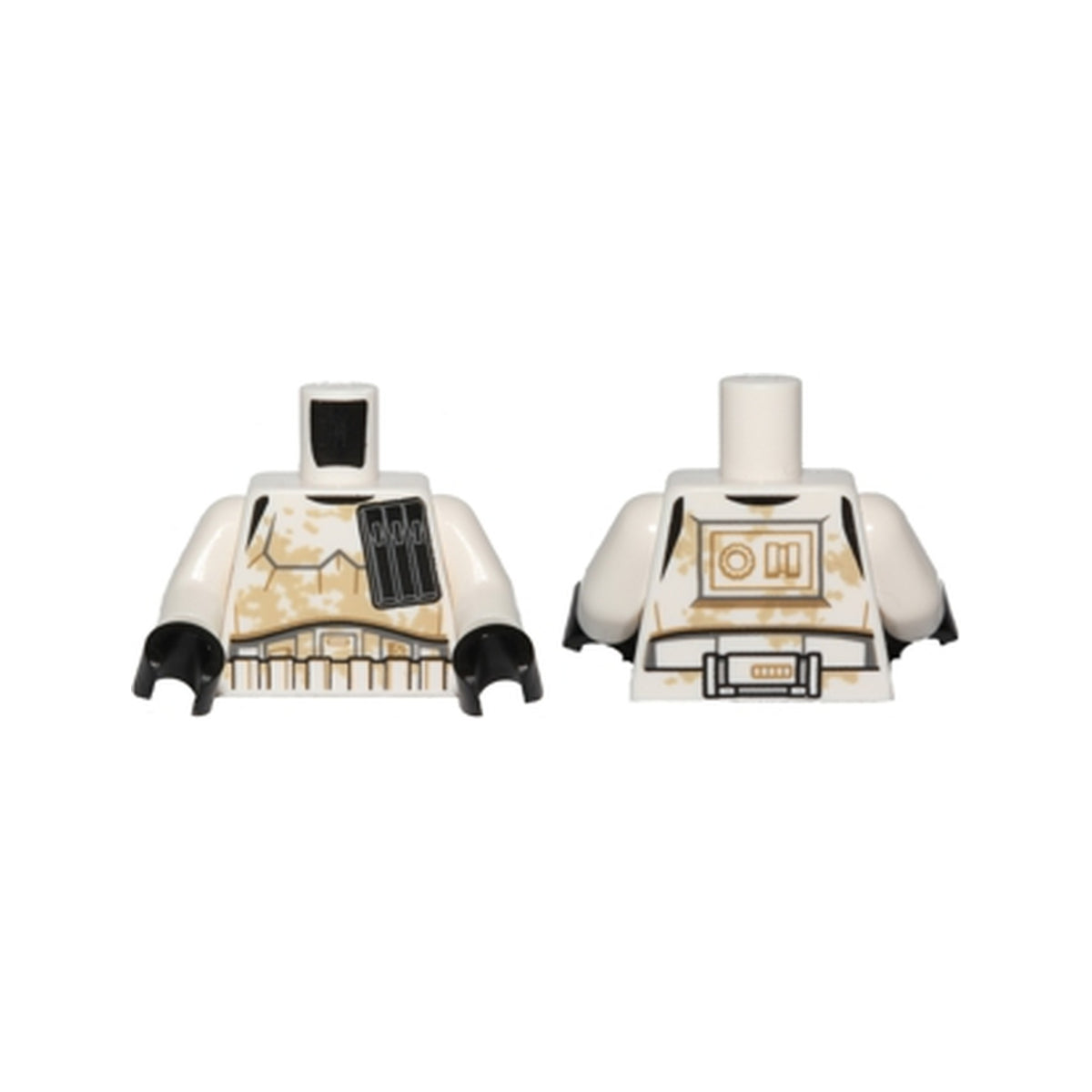 LEGO® Torso SW Armor Stormtrooper, Narrow Black Ammo Pouch and Tan Dirt Stains Pattern / White Arms / Black Hands 973pb1746c01 weiss