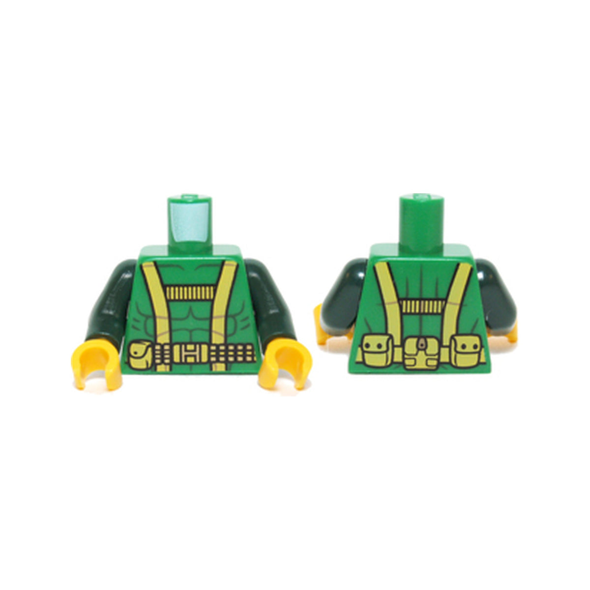LEGO® Torso Muscles Outline with Yellow Harness Straps and Utility Belt Pattern / Dark Green Arms / Yellow Hands 973pb1748c01 grün