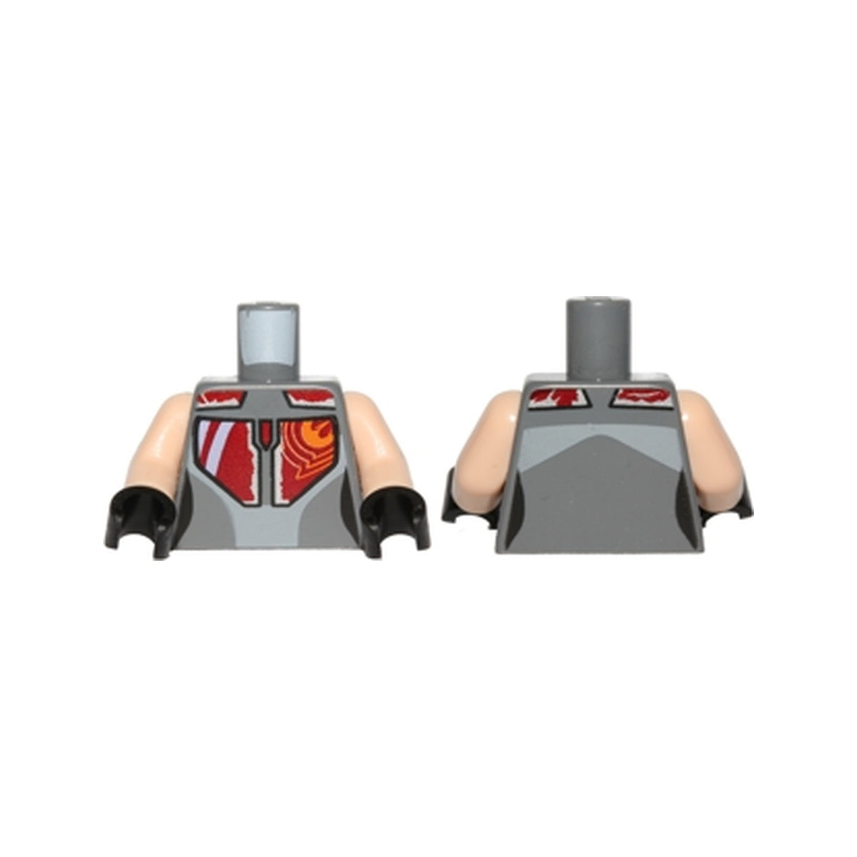 LEGO® Torso SW Mandalorian Armor Plates Female Red, Silver, and Orange with Rebel Starbird Pattern (Sabine Wren) / Light Nougat Arms / Black Hands 973pb1843c01 dunkelgrau