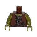 LEGO® Torso Vest Tattered with Laces and Patch over Dark Brown Shirt Pattern / Olive Green Arms / Olive Green Hands 973pb1853c01 braun