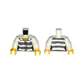 LEGO® Torso Town Prisoner Female, Dark Bluish Gray Stripes, Buttons and ID Tag Pattern / White Arms / Yellow Hands 973pb1887c01 weiss