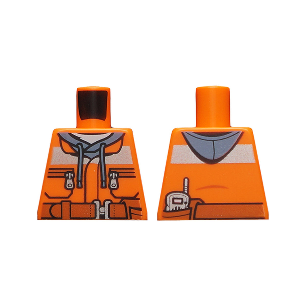 LEGO® Torso Construction Jacket over Sand Blue Hoodie, Reflective Stripe, Zipper Pockets, Dark Orange Belt with Pouch and Radio Pattern 973pb1895 orange