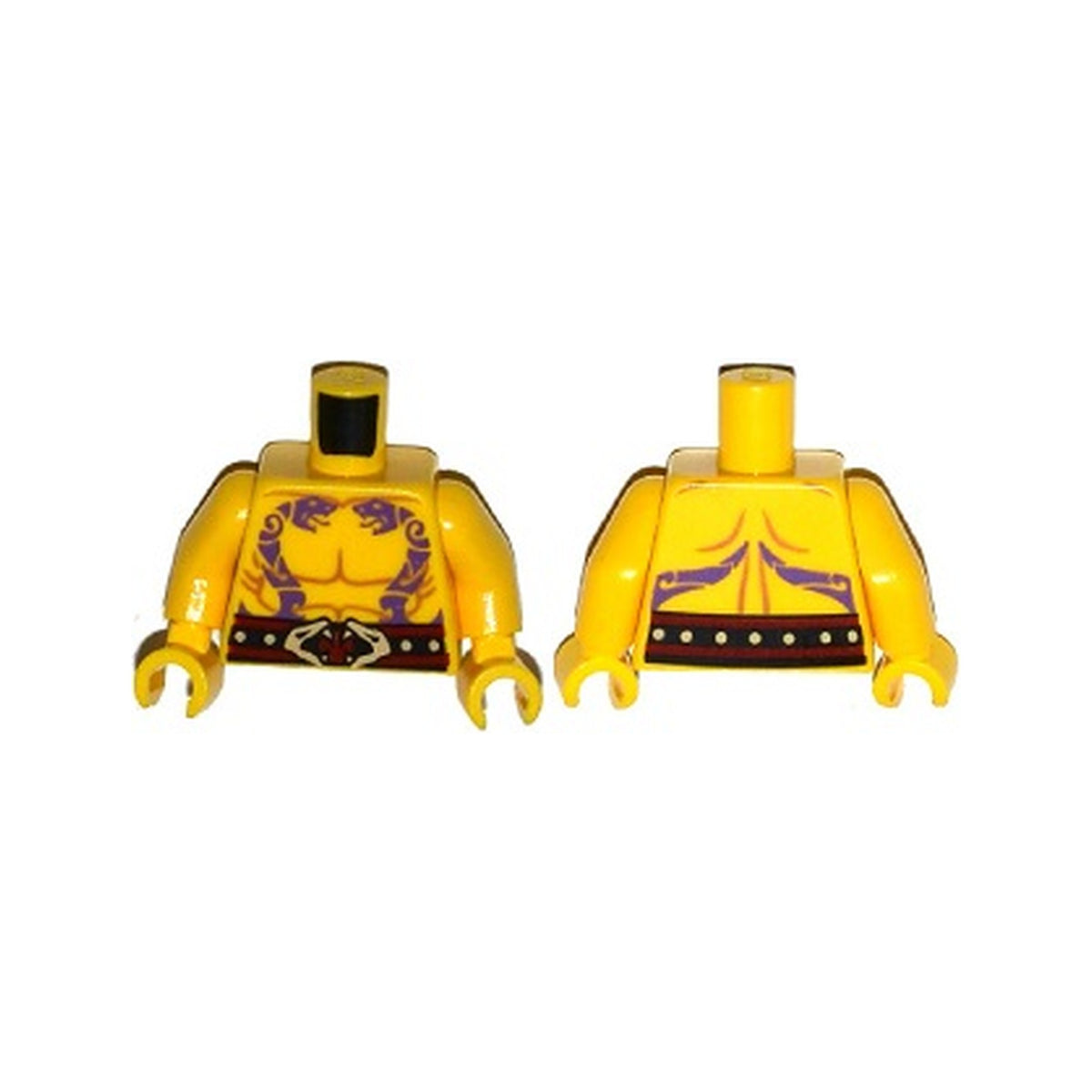 LEGO® Torso Ninjago Bare Chest Muscles, Dark Purple Snake Tattoos, Belt with Tan Snake Buckle Pattern / Yellow Arms / Yellow Hands 973pb1901c01 gelb