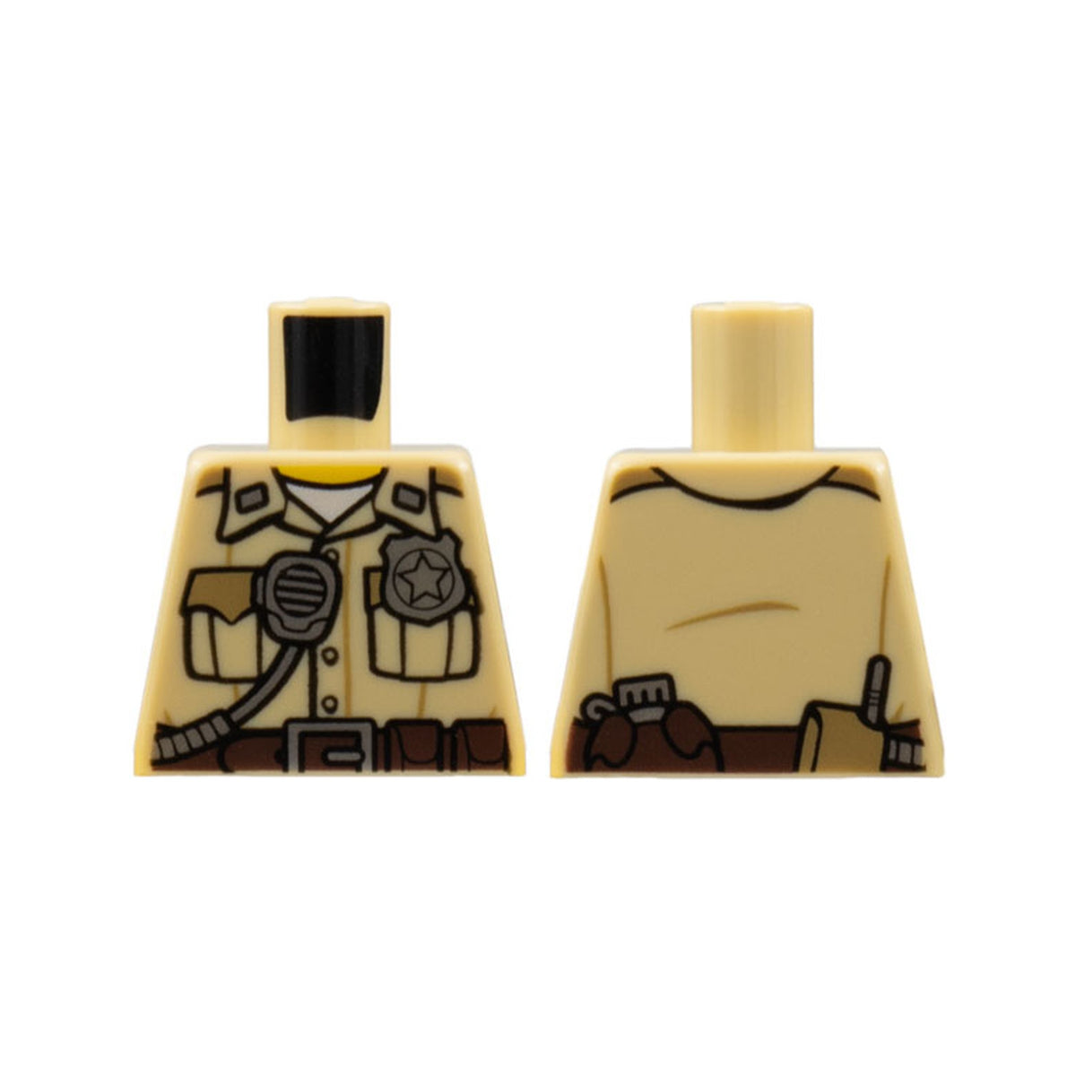 LEGO® Torso Police Shirt with Pockets, Silver Radio and Badge, Brown Belt with Canteen and Phone Pattern 973pb1904 beige